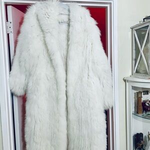 Authentic white fox fur coat